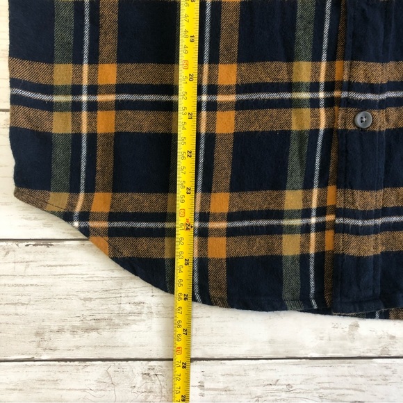 J.CREW Flannel Classic Men’s Blue/Yellow Plaid Long Sleeve Shirt Size S - Picture 12 of 14